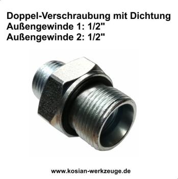 Doppelverschraubung mit Dichtung Aussengewinde 1/2"