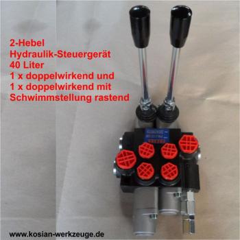 2-Hebel Hydraulikventil 1xDW und 1xDW mit Schwimmstellung rastend