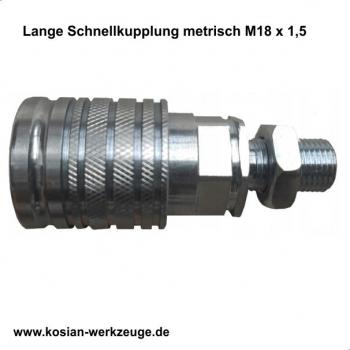Hydraulik Schnellkupplung lang M18 x 1,5 mm 12L