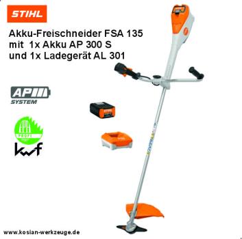 Stihl Akku-Freischneider FSA 135 mit 1x Akku AP 300 S und Ladegerät AL 301