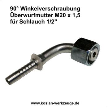 90° Winkelverschraubung M20 x 1,5 für Schlauch 1/2" schwer