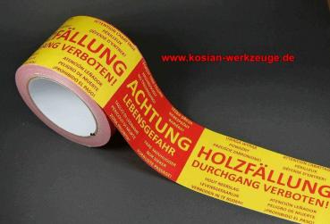 Forst Absperrband, Warnband 75mm x 100m Achtung Holzfällung