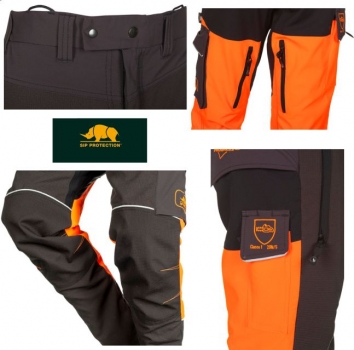 SIP Schnittschutzhose Samourai grau-leuchtorange-schwarz