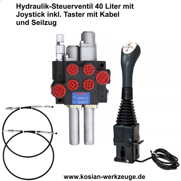 Hydraulik-Steuerventil 40 L mit Joystick und Seilzug