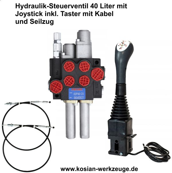 Hydraulikventil Kreuzschaltung Schwimmstellung rastend mit Joystick und  Bowdenzug 1,5m Frontlader