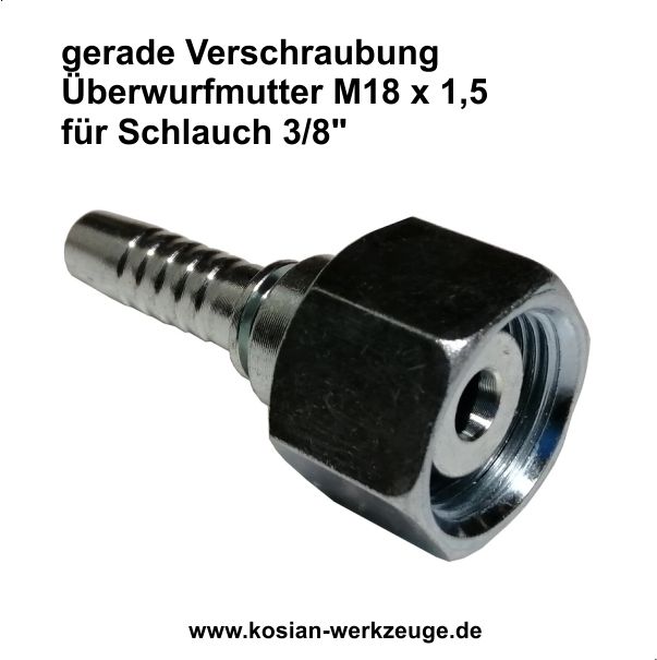 Glatter Hydraulikschlauch mit Dichtung – Gewinde M18x1,5 gerade/90