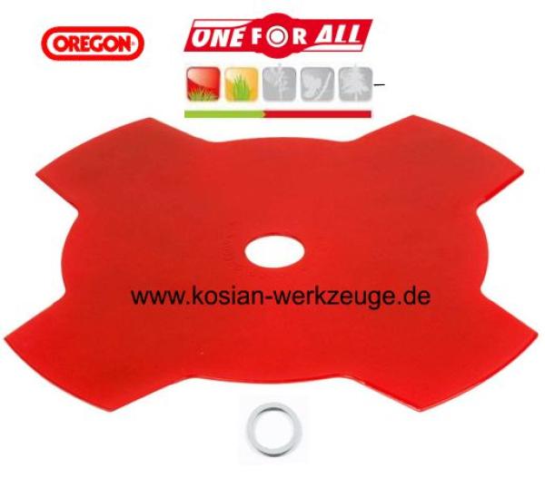 Oregon 4-Zahn Freischneidemesser 1,4mm x 255mm: 25,4mm und 20mm Aufnahme