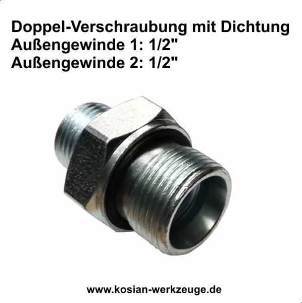 Doppelverschraubung mit Dichtung Aussengewinde 1/2"