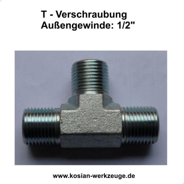 Hydraulik Verbindung T-Stück 1/2" Außengewinde