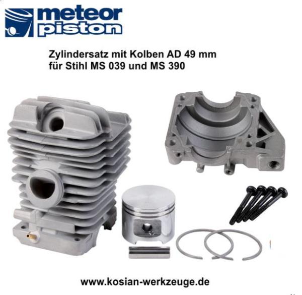 Meteor Zylindersatz mit Kolben für Stihl MS 390 und 039