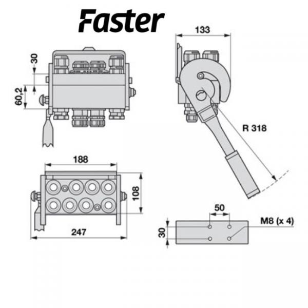 Faster Multikuppler 2P808 8x1/2  komplett