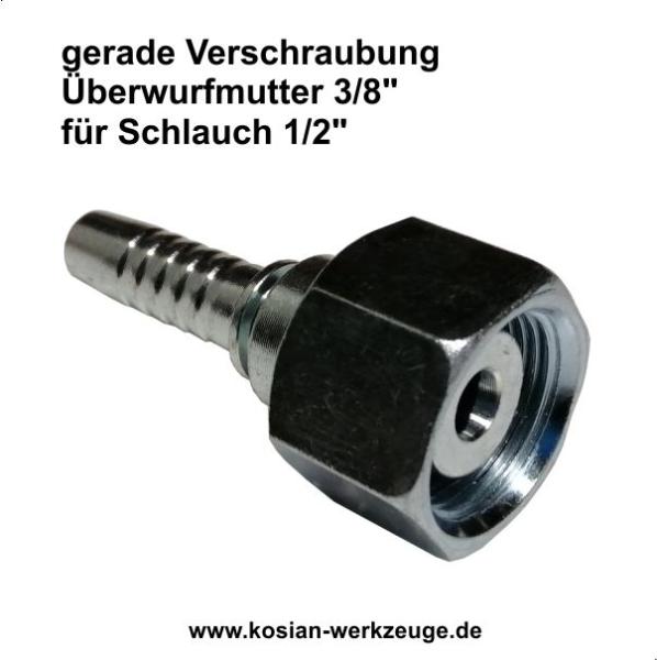 Gerade Verschraubung 3/8" für Schlauch 1/2" schwer